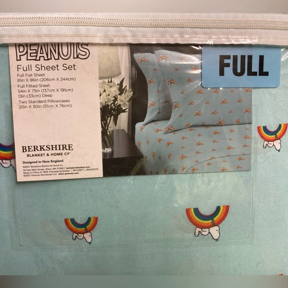 Snoopy Rainbows Sheet Set / Full Teal/Green NIP